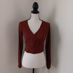 ULTRA FLIRT Terracotta V-Neck Crop Top